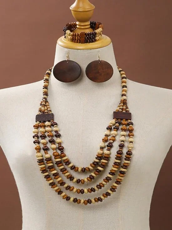 Brown Earrings Jewelry Sets Boho Gold Hoop Earrings for Women Boho Jewelry Acces - Picture 2 of 7